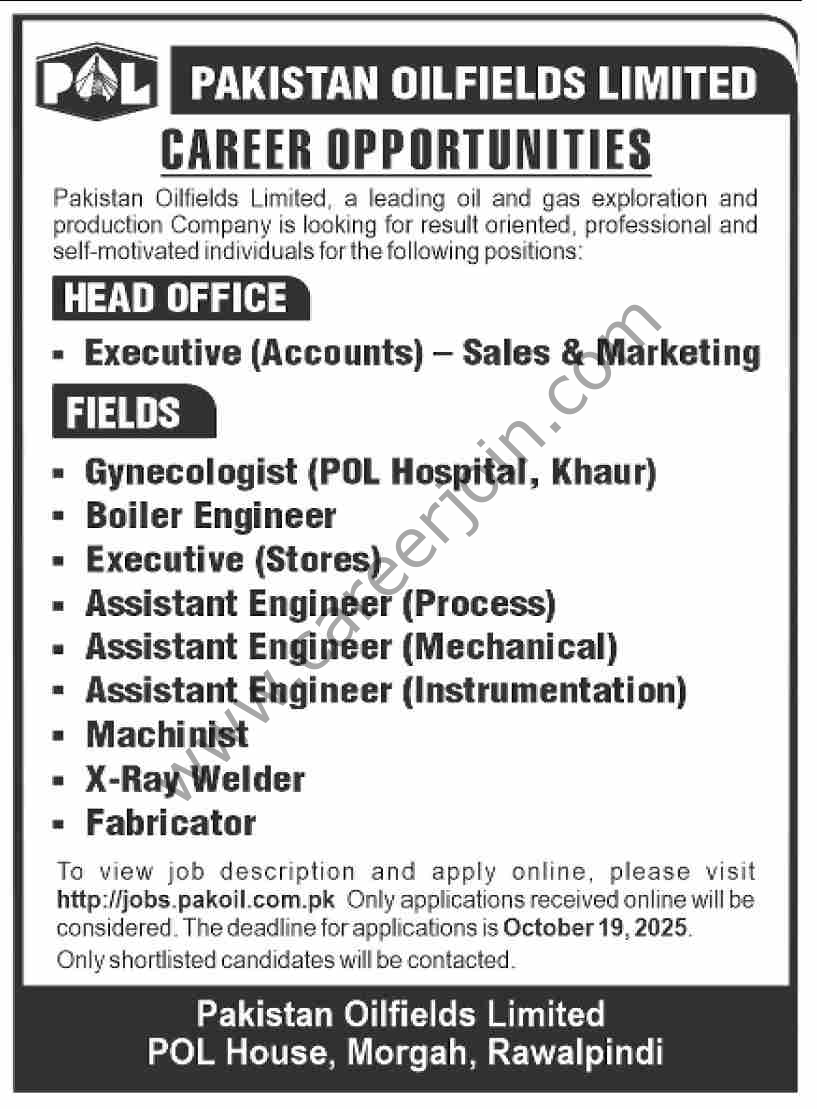 Pakistan Oilfields Ltd POL Jobs 12 October 2025 Dawn 1