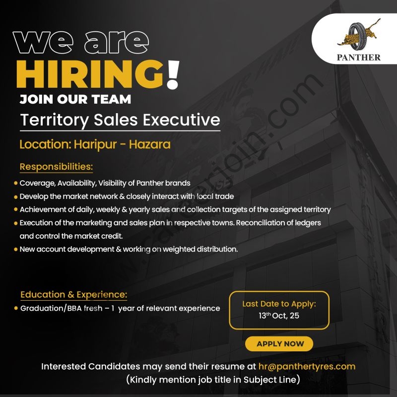 Panther Tyres Limited Jobs Territory Sales Executive 1