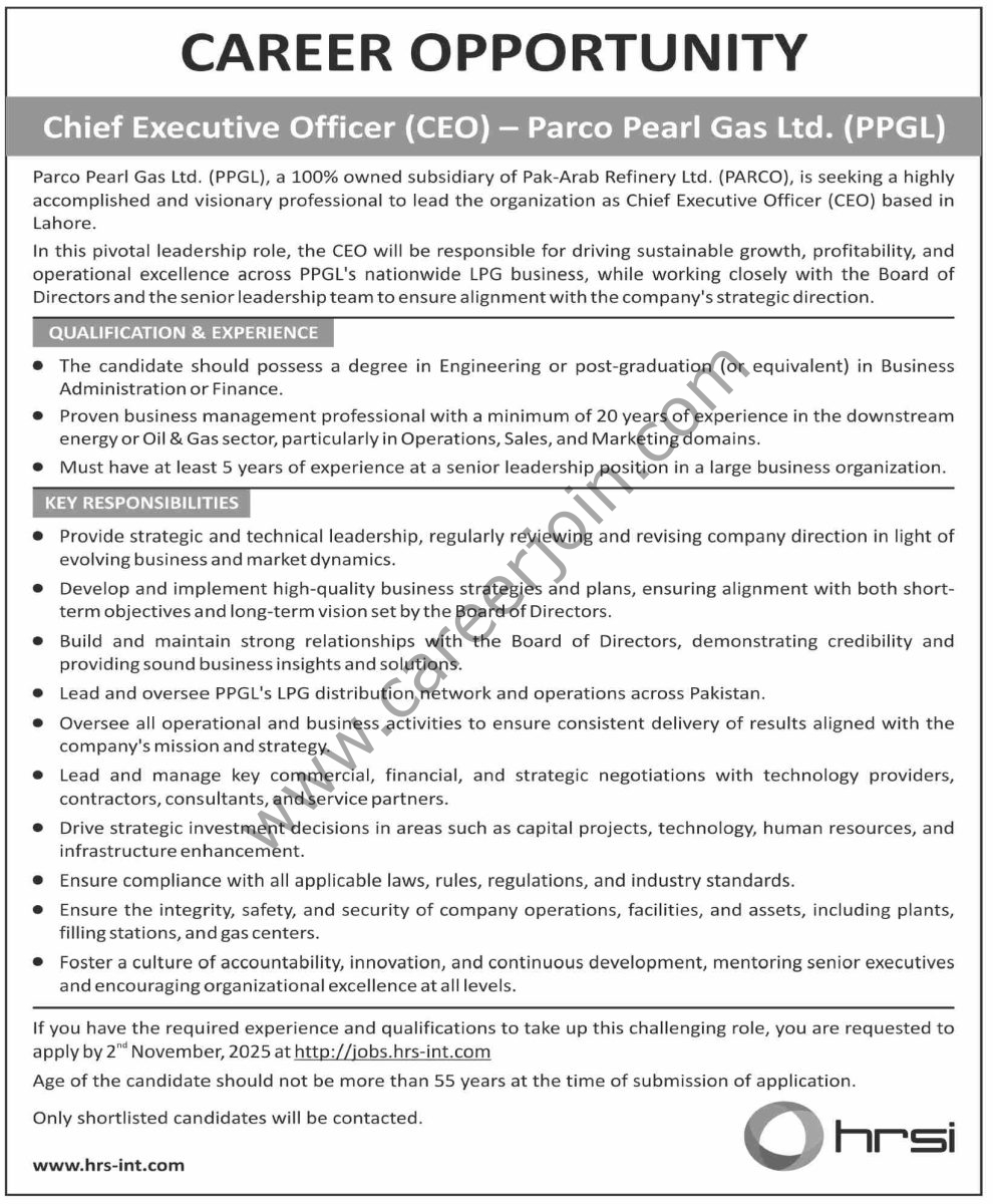 Parco Pearl Gas Ltd PPGL Jobs 19 October 2025 Dawn 1