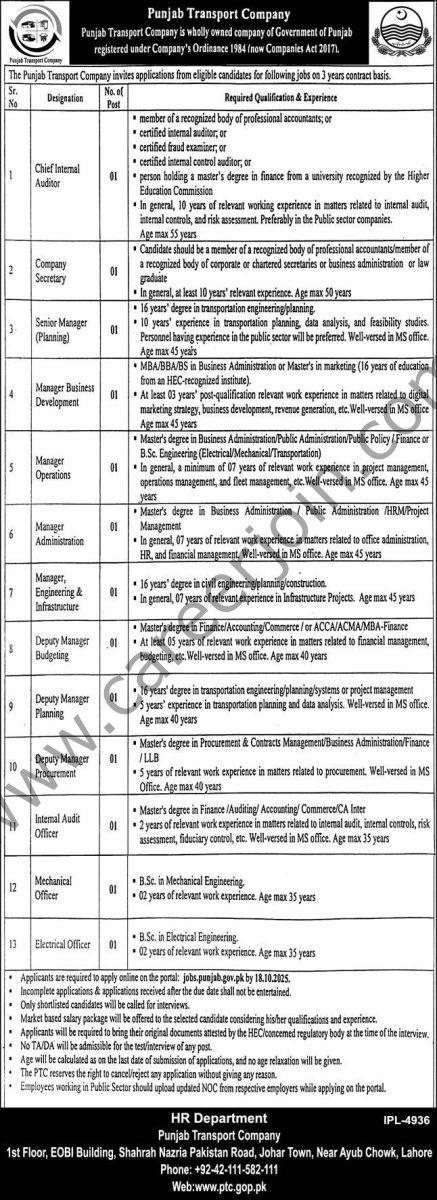 Punjab Transport Company Jobs 05 October 2025 Express 1