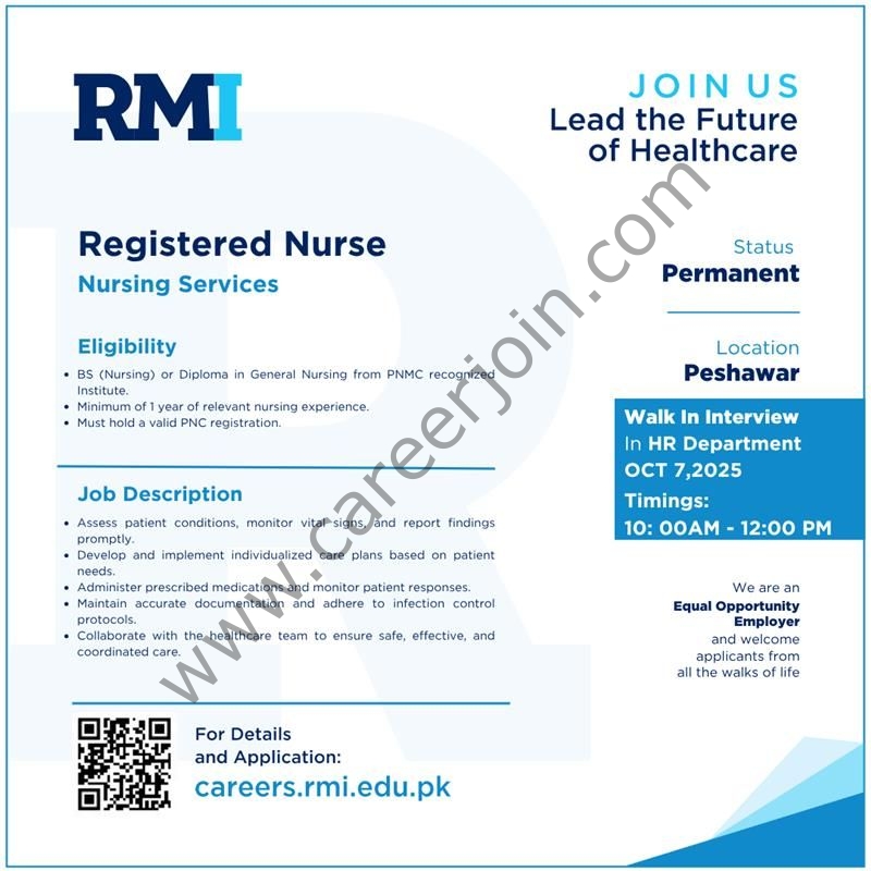 Rehman Medical Institute RMI Jobs Registered Nurse 1