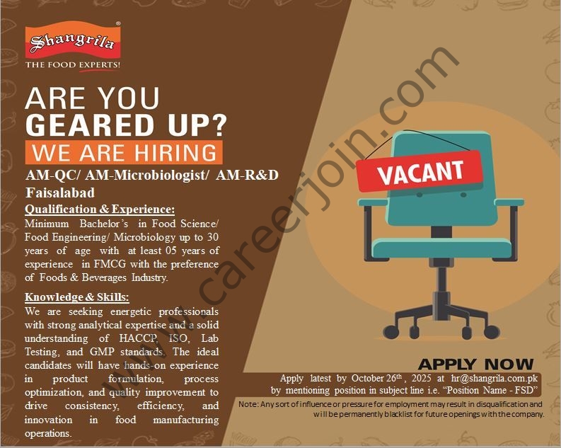 Shangrila Foods Private Limited Jobs October 2025 1