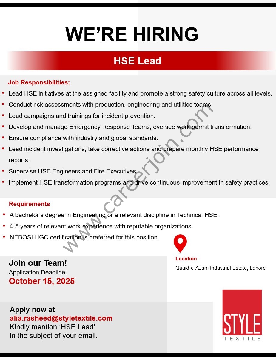 Style Textile Pvt Ltd Jobs October 2025 1