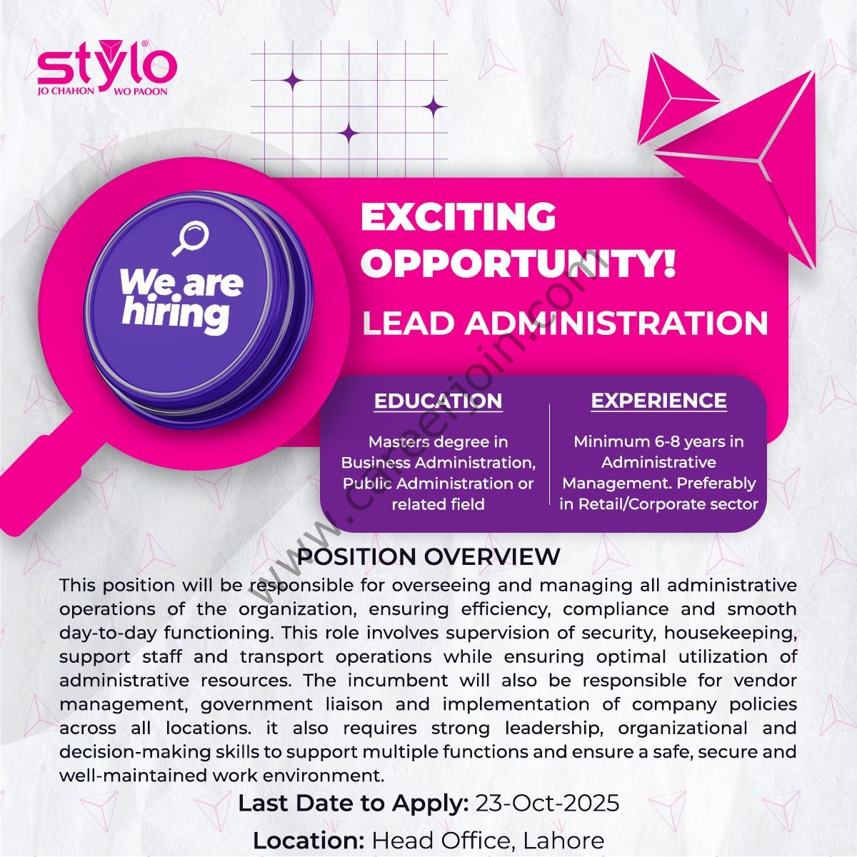 Stylo Pvt Ltd Jobs October 2025 1