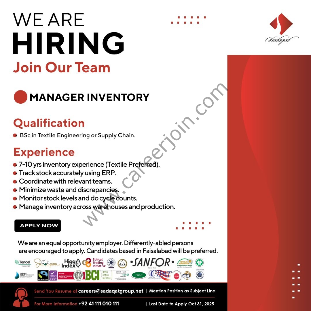 Sadaqat Limited Jobs October 2025 1