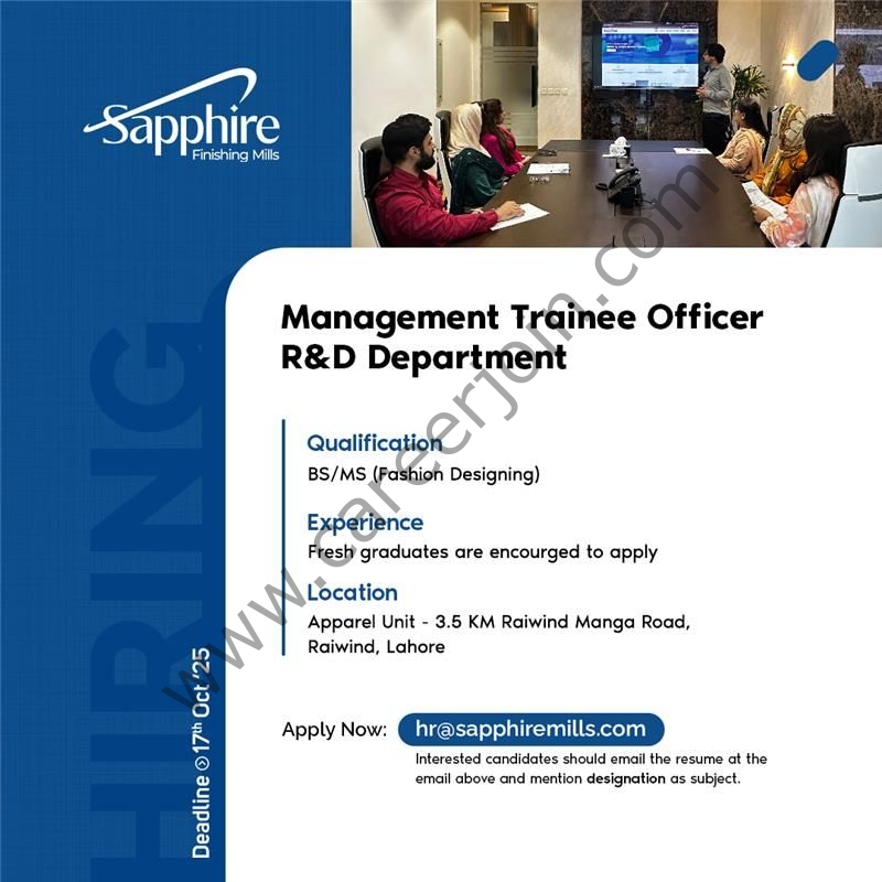 Sapphire Finishing Mills Jobs October 2025 2