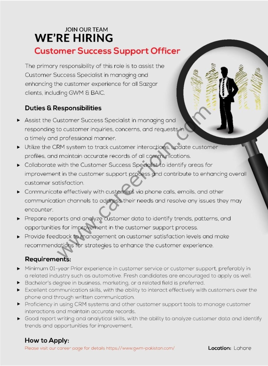 Sazgar Pakistan Jobs Customer Success Support Officer 1