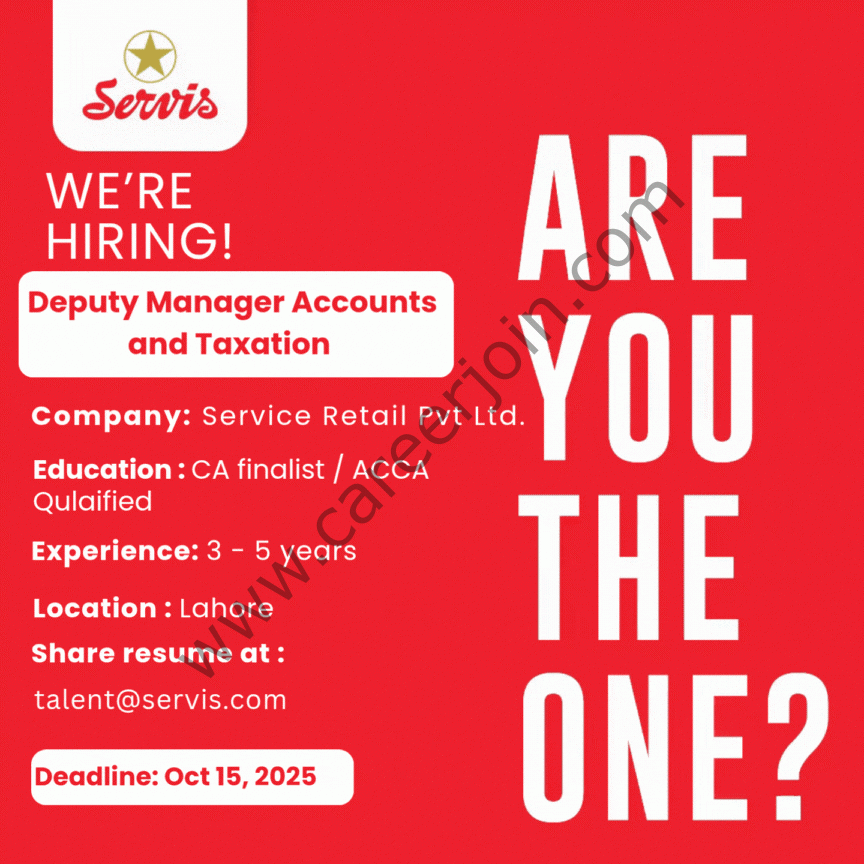 Service Retail Pvt Ltd Jobs Deputy Manager Accounts and Taxation 1
