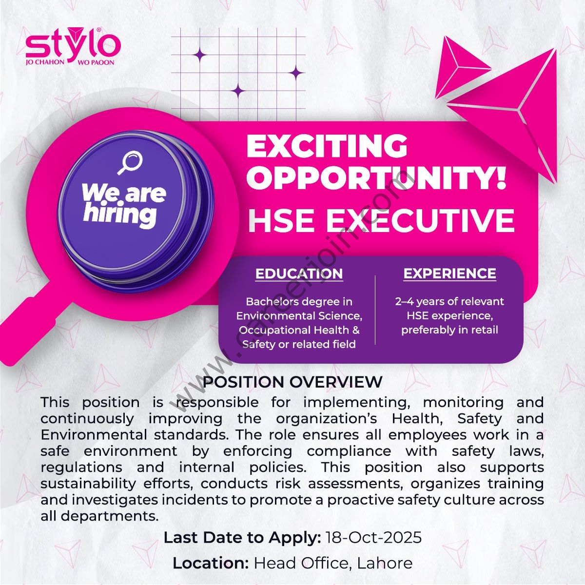 Stylo Pvt Ltd Jobs HSE Executive 1