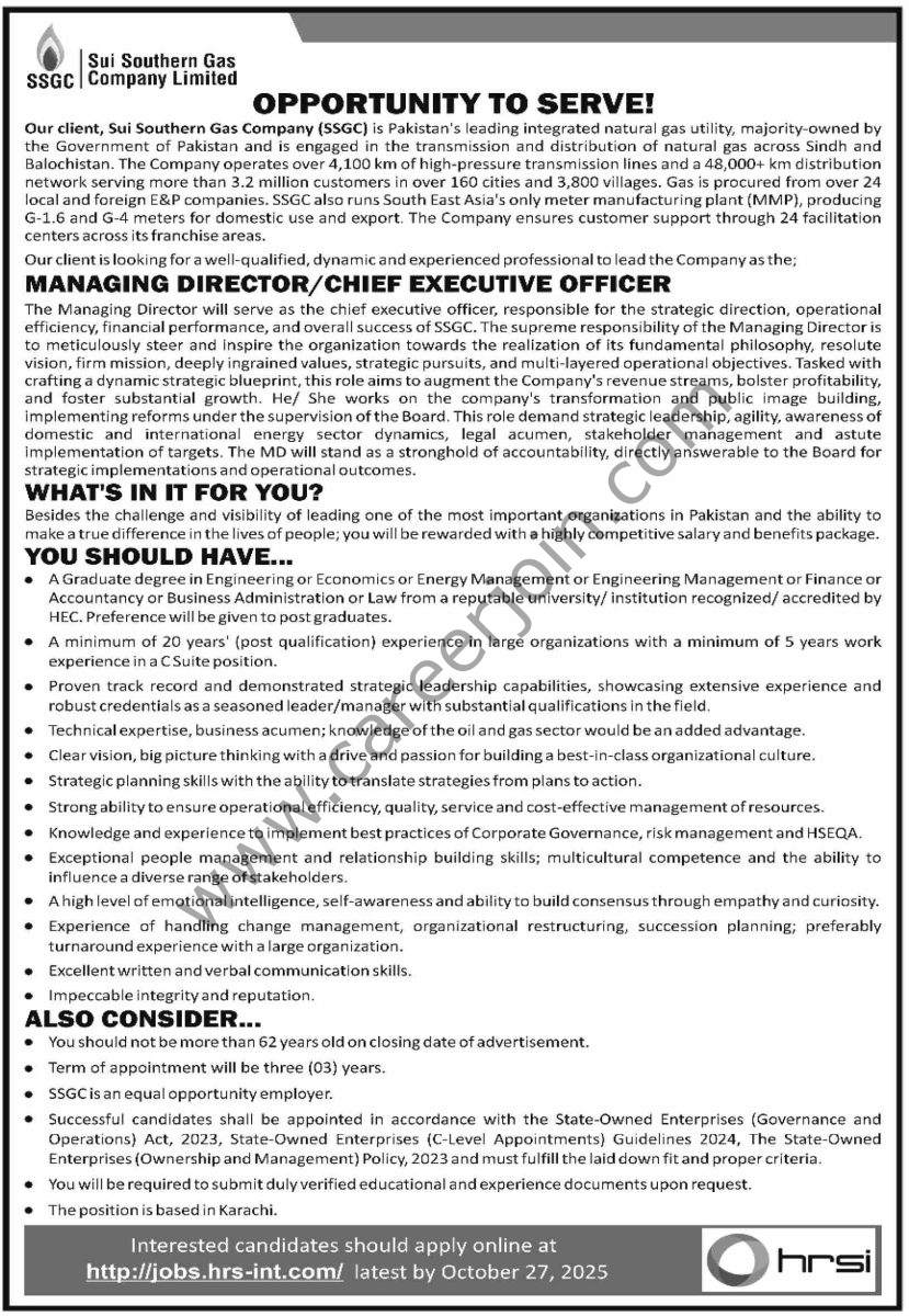 Sui Southern Gas Co Ltd SSGC Jobs 12 October 2025 Dawn 01 1
