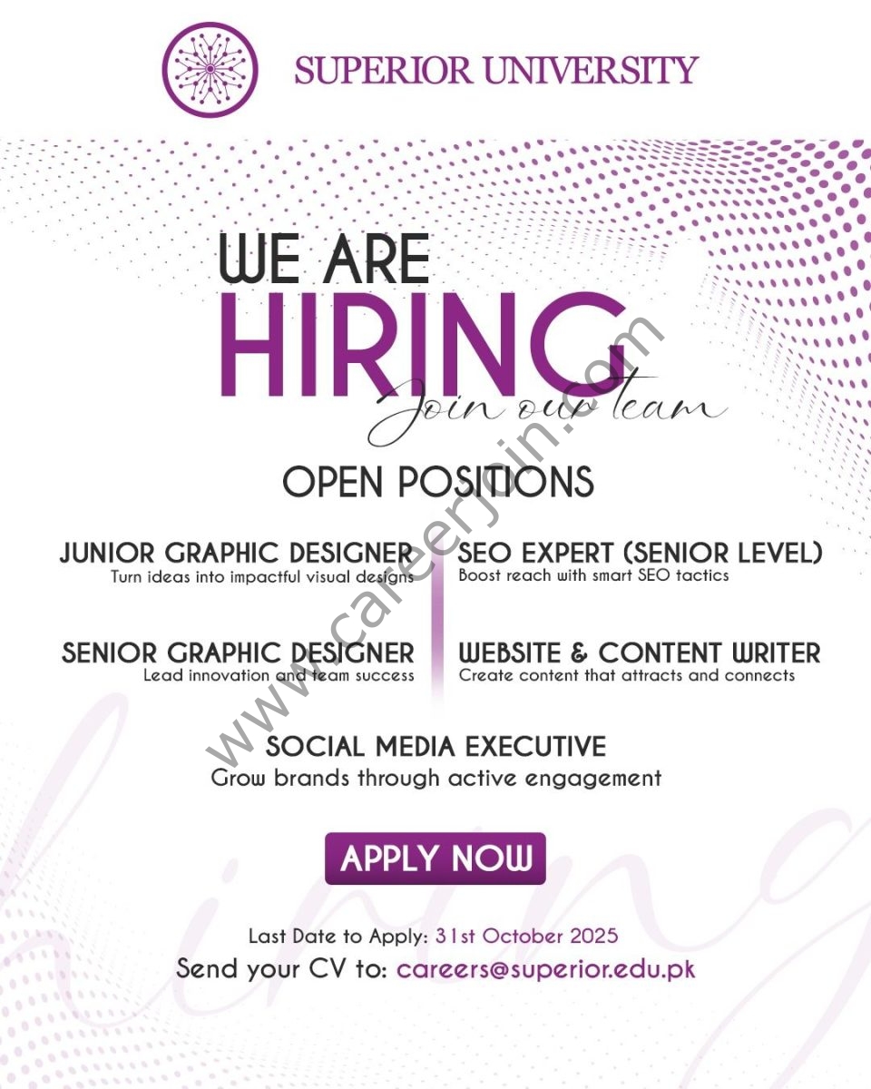 Superior University Jobs October 2025  1