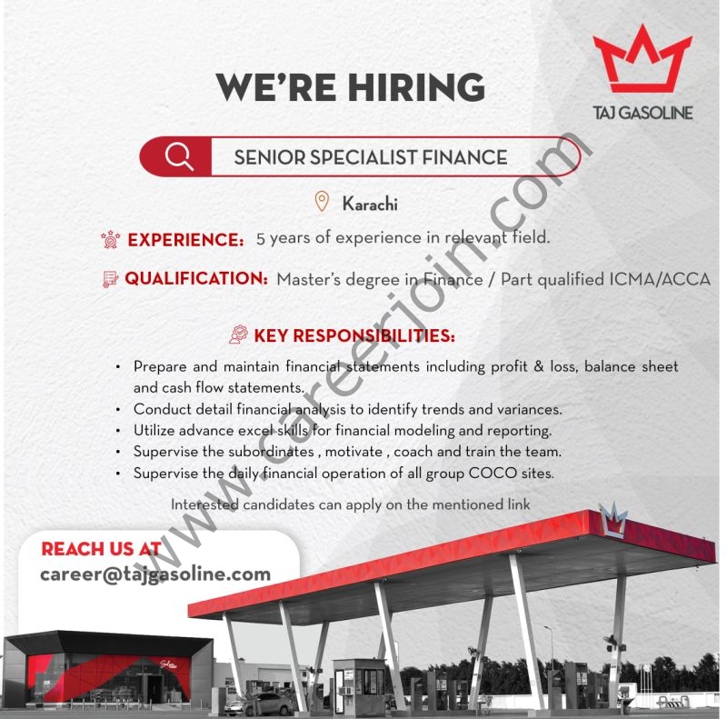 Taj Gasoline Pvt Ltd Jobs Senior Specialist Finance  1