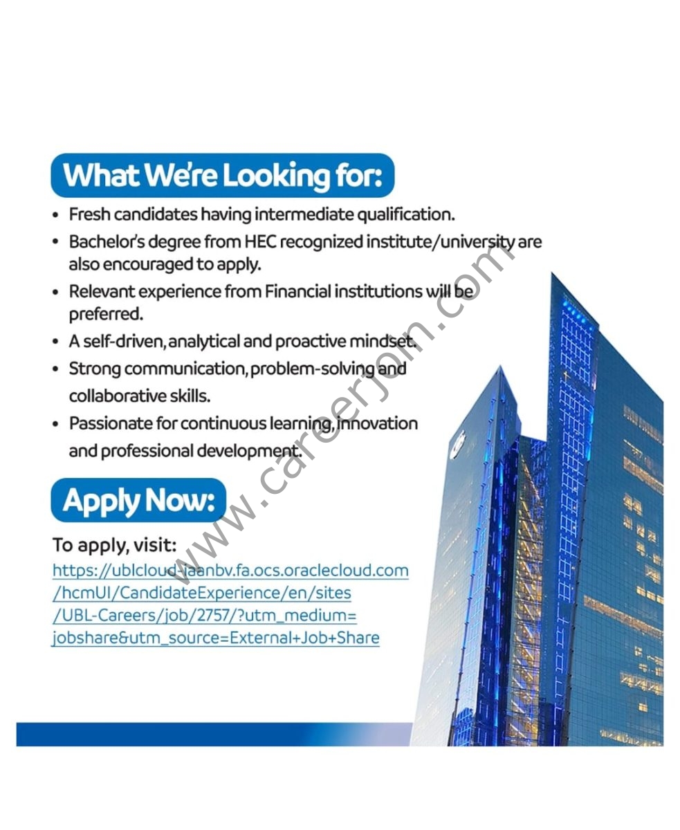 United Bank Limited UBL Jobs October 2025 2