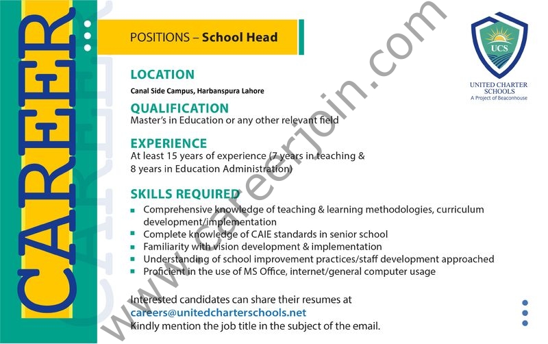 United Charter Schools Jobs School Head 1