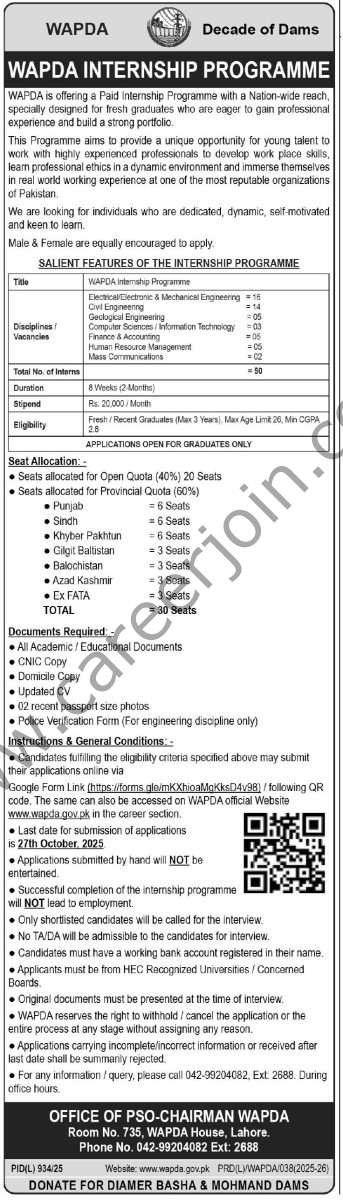 WAPDA Jobs 12 October 2025 Express Tribune 1