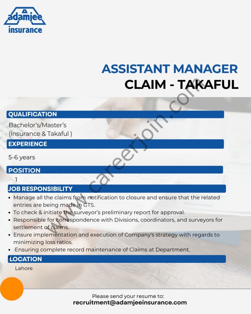 Adamjee Insurance Company Jobs November 2025 2