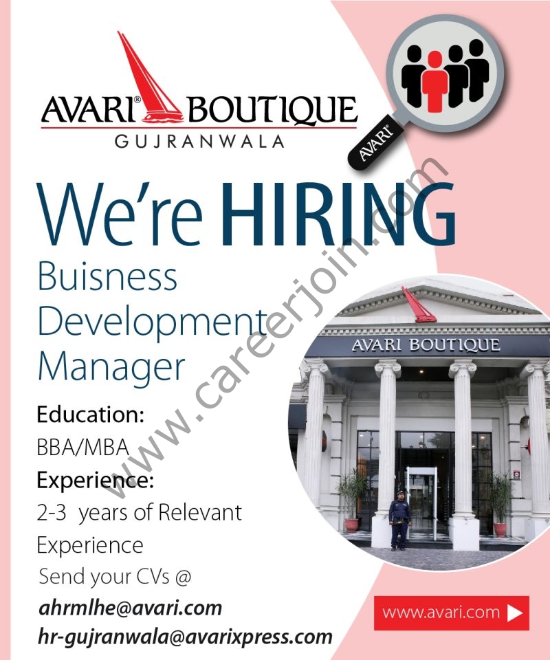 Avari Boutique Jobs Business Development Manager 1