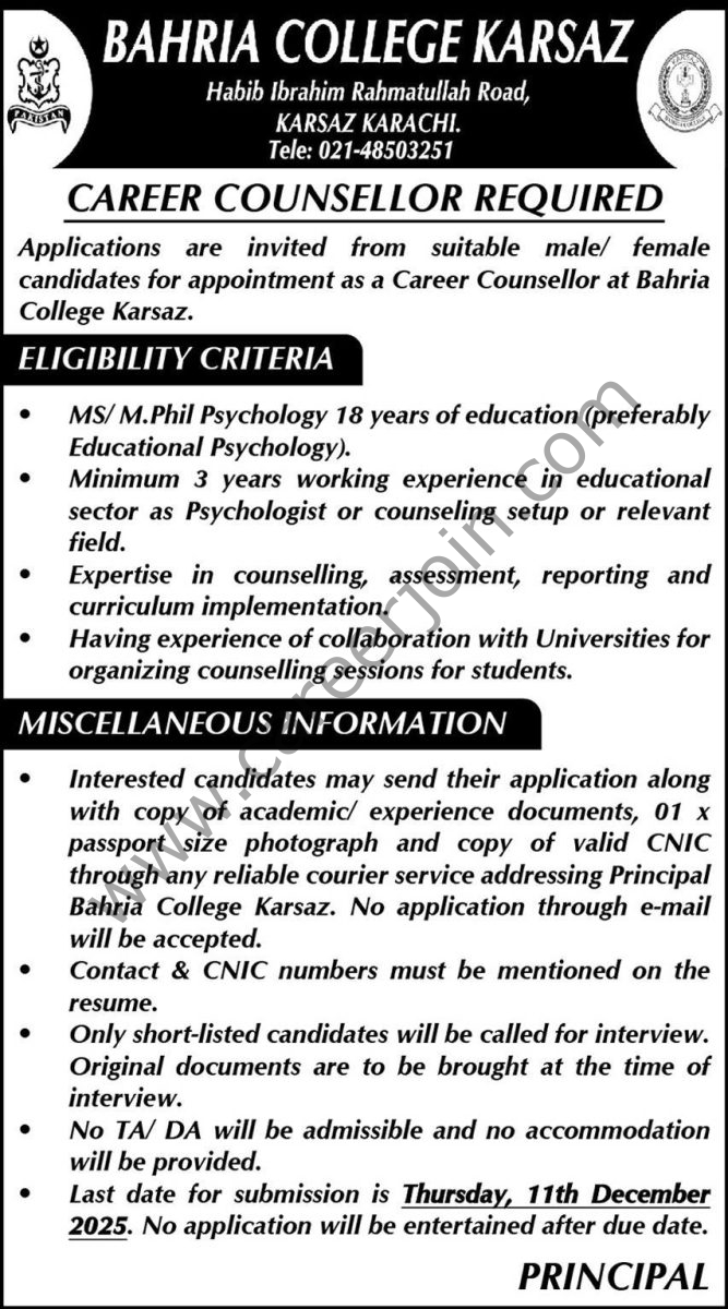 Bahria College Karsaz Jobs 30 November 2025 Express 1