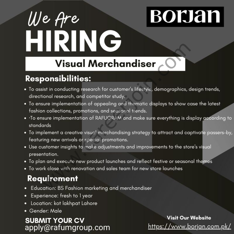 BORJAN Pvt Ltd Jobs Visual Merchandiser 1