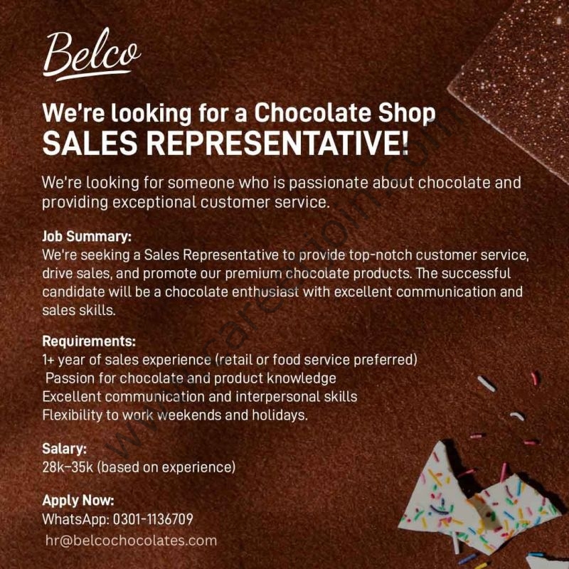 Belco Chocolates Jobs Sales Representative 1