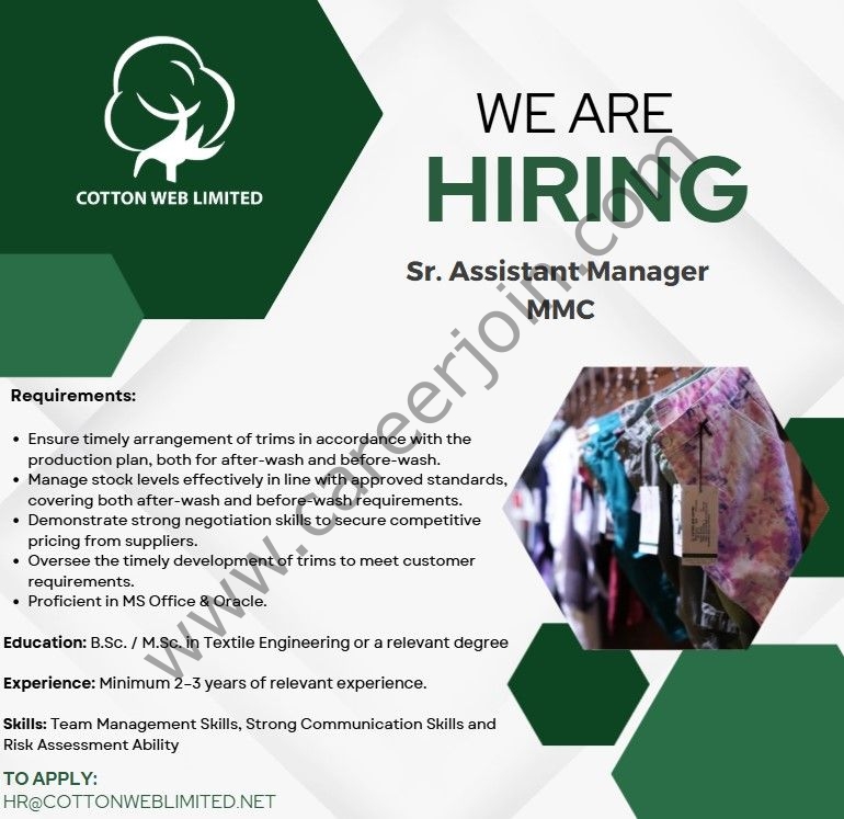 Cotton Web Limited Jobs Senior Assistant Manager 1