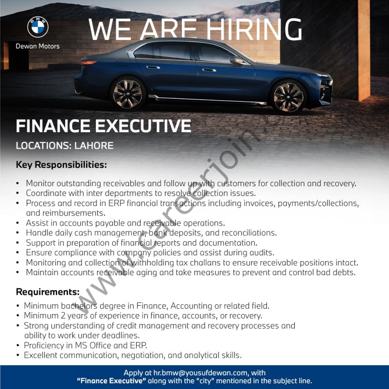 Dewan Motors Jobs Finance Executive 1