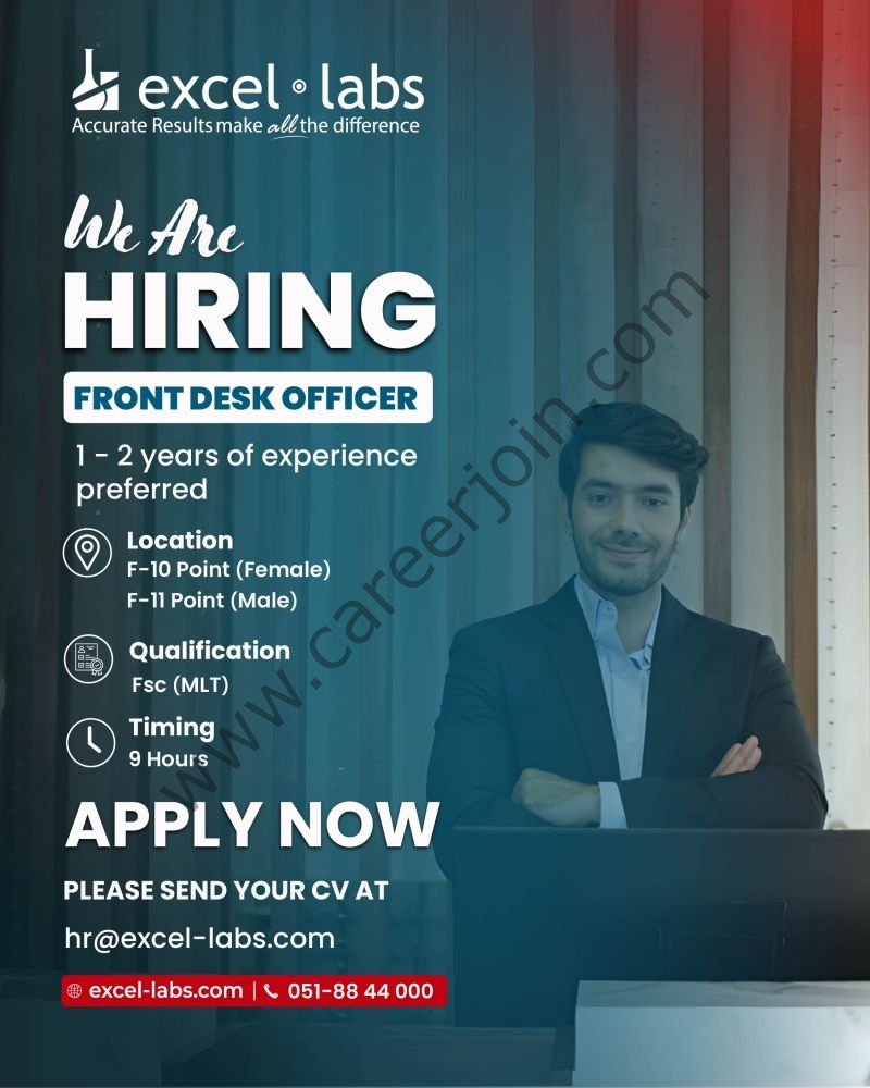 Excel Labs Jobs Front Desk Officer / Phlebotomist 1