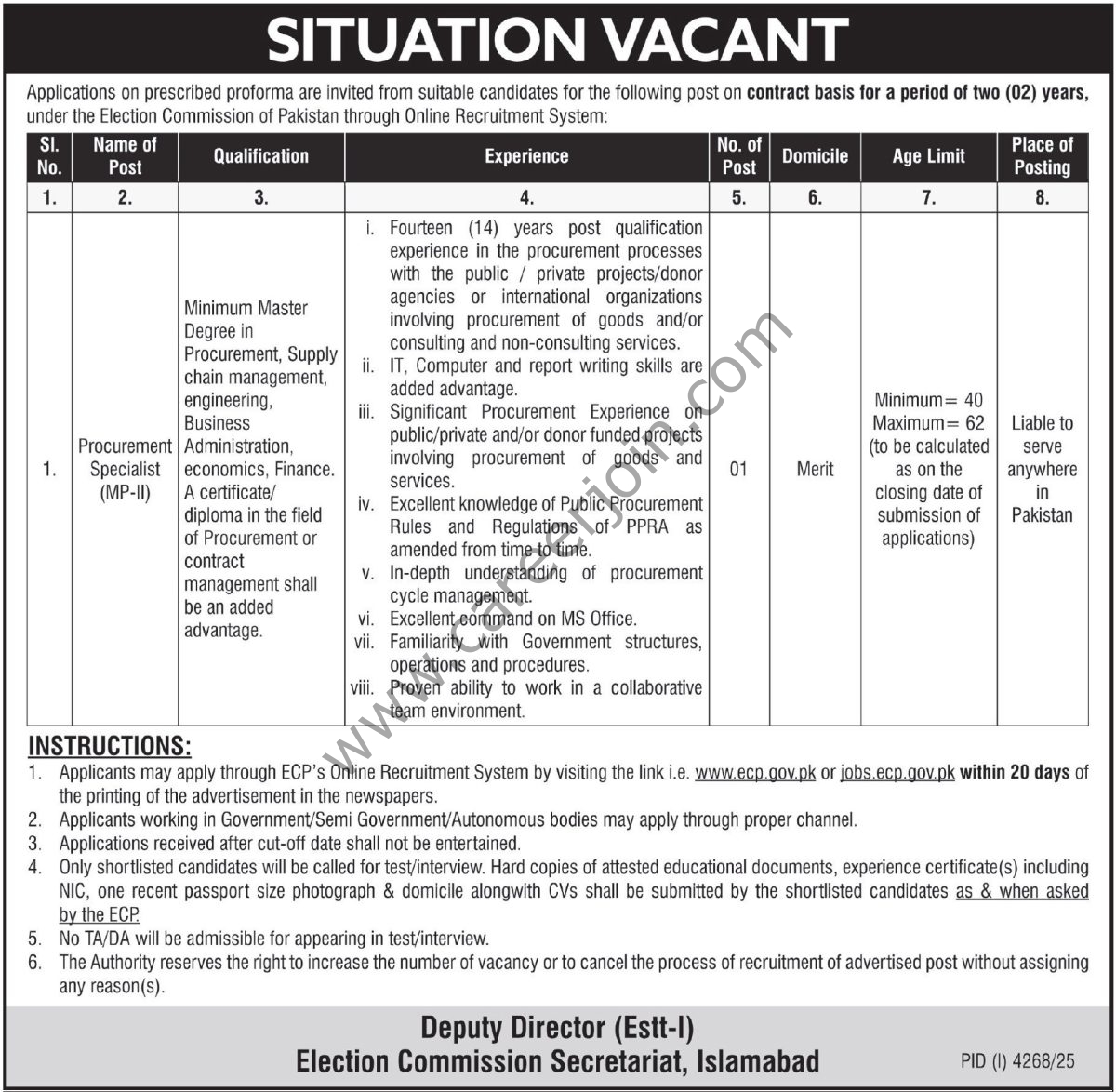 Election Commission of Pakistan ECP Jobs 22 November 2025 Express Tribune 1