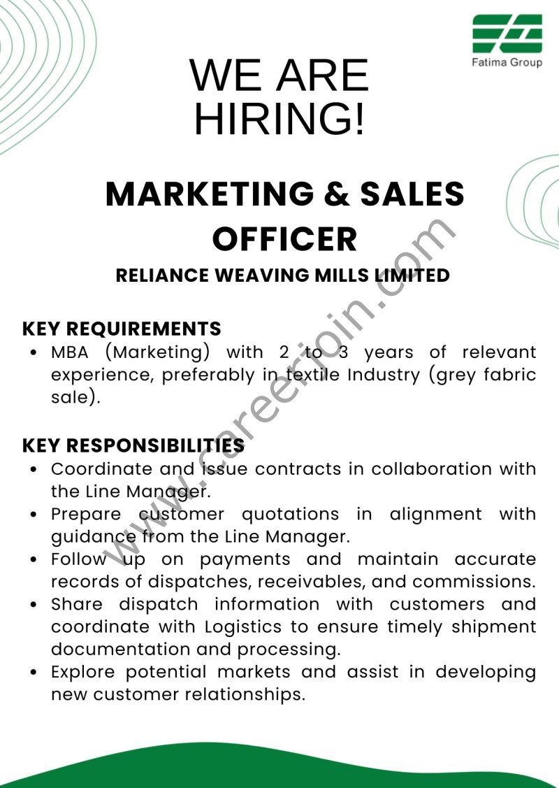 Fatima Group Jobs Marketing & Sales Officer 1