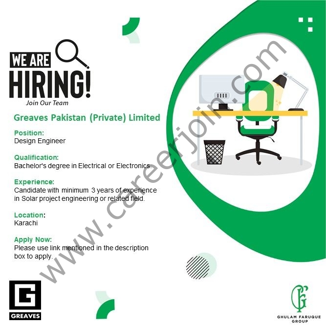 Greaves Pakistan (Private) Limited Jobs Design Engineer 1