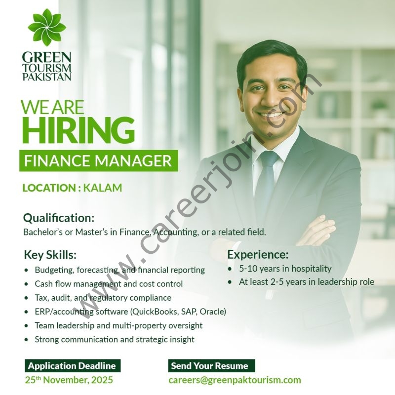 Green Tourism Pakistan Jobs Finance Manager 1