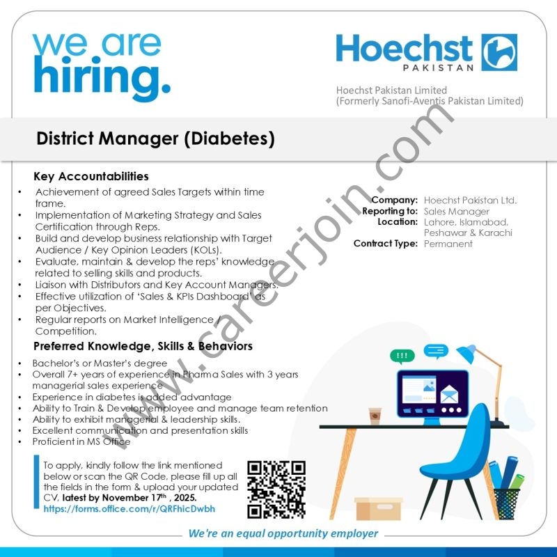 Hoechst Pakistan Jobs District Manager (Diabetes) 1