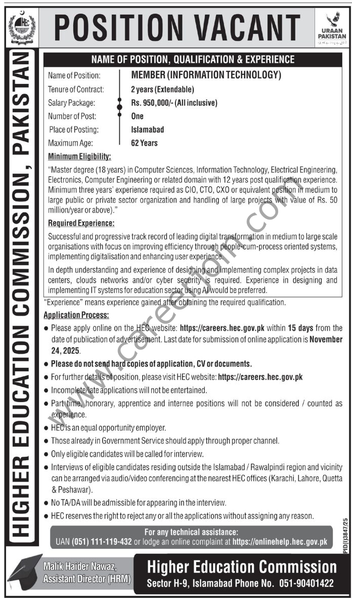 Higher Education Commission HEC Jobs 09 November 2025 Express Tribune 1