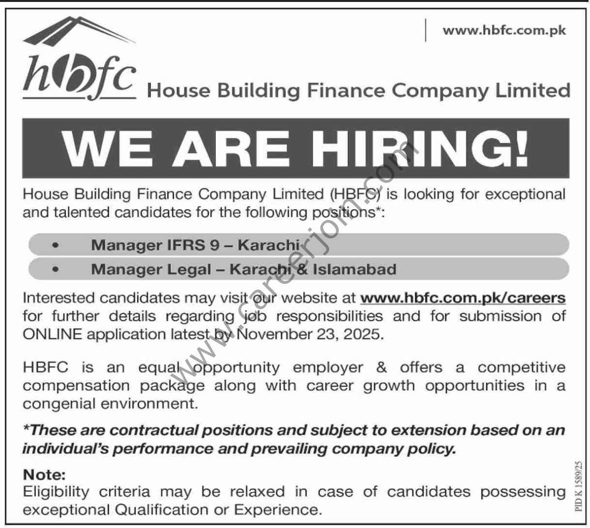 House Building Finance Co Ltd HBFC Jobs 09 November 2025 Dawn 1