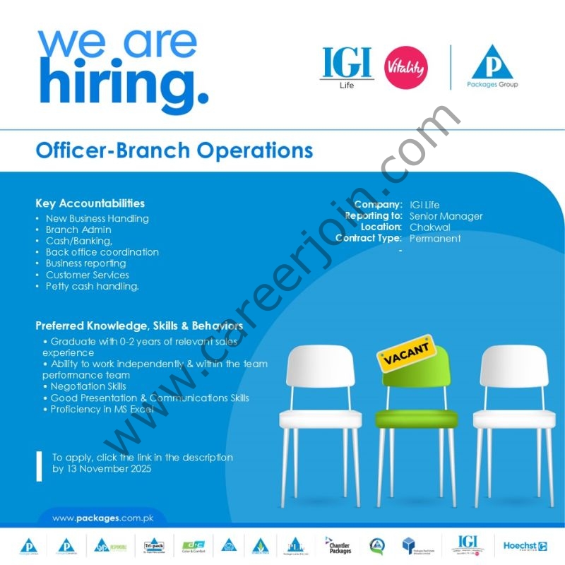 IGI Life Insurance Jobs Officer Branch Operations 1