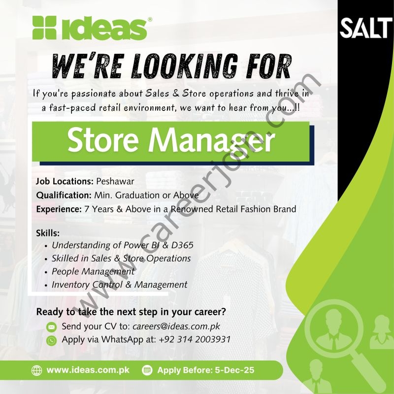 IDEAS by GulAhmed Jobs Store Manager 1