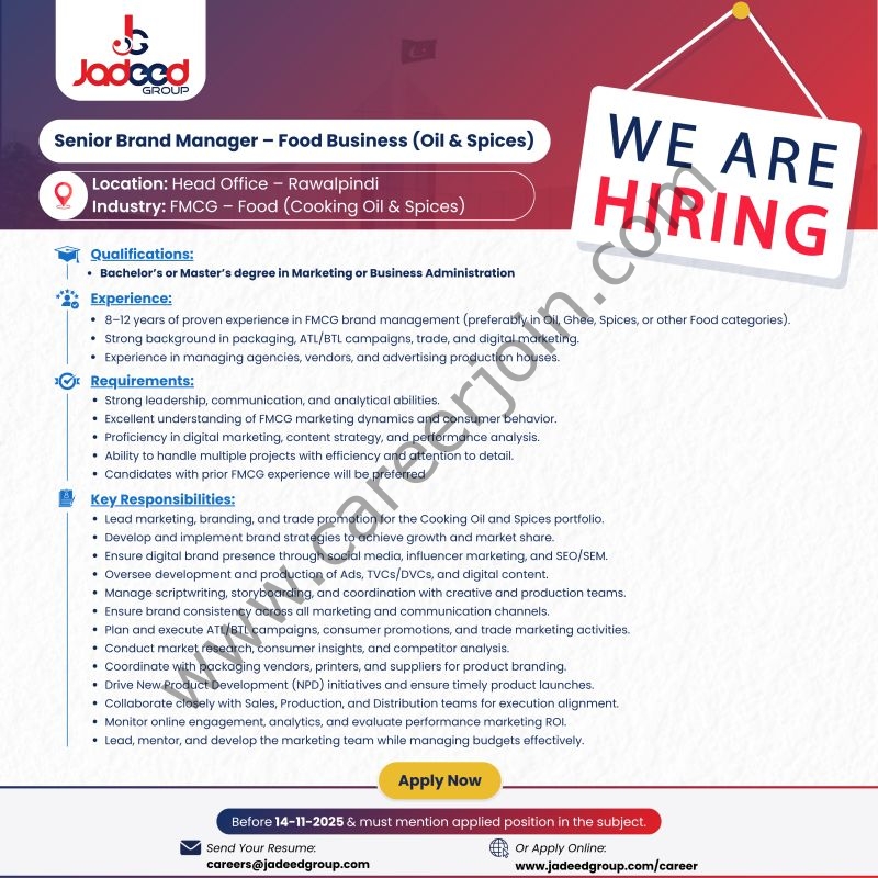 Jadeed Group Of Companies Jobs Senior Brand Manager 1