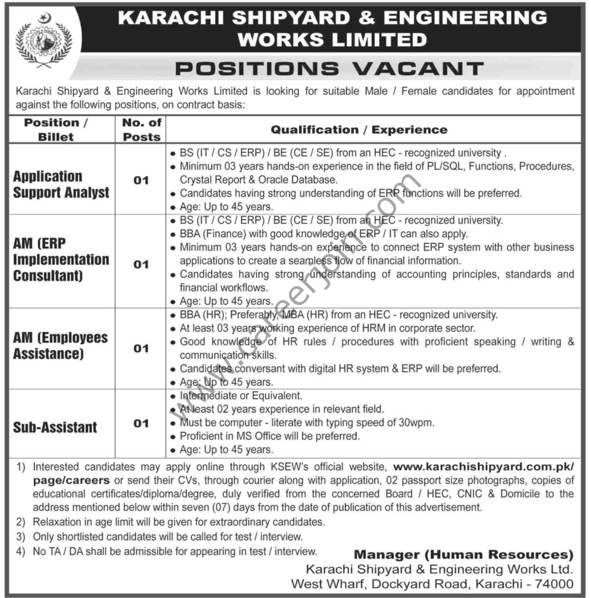 Karachi Shipyard & Engineering Works Ltd Jobs 16 November 2025 Dawn 1