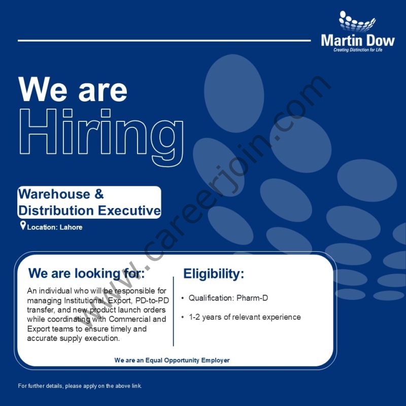 Martin Dow Limited Jobs Warehouse & Distribution Executive 1