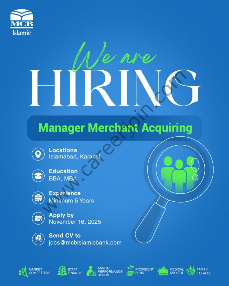 MCB Islamic Bank Jobs Manager Merchant Acquiring 1