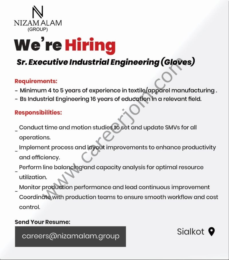 Nizam Alam Group Jobs Senior Executive Industrial Engineering 1