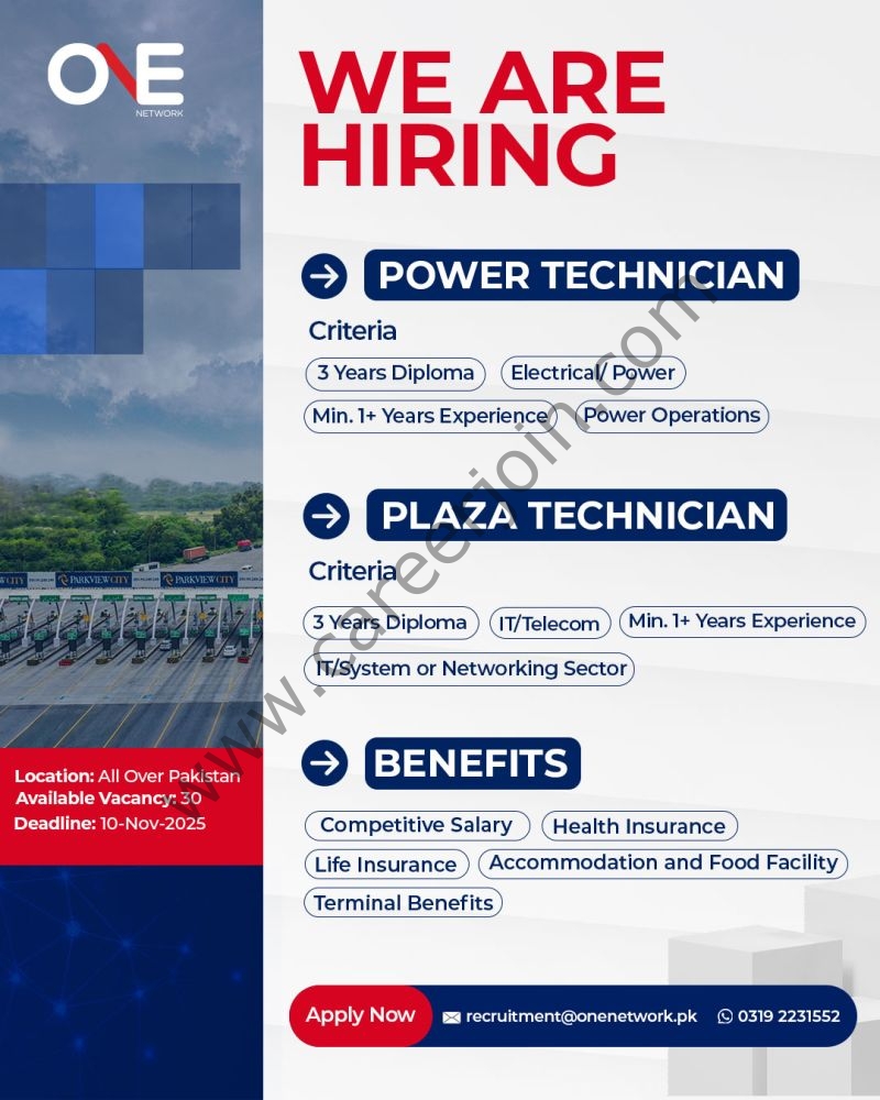 One Network Pvt Ltd Jobs IT & Power Technician 1