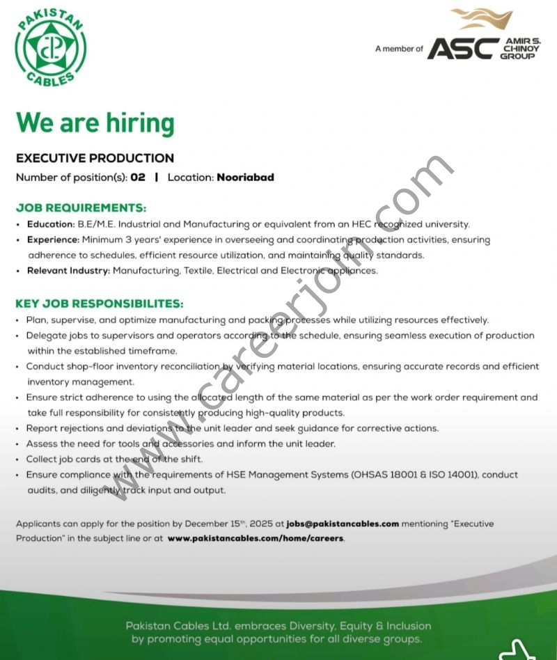 Pakistan Cables Limited Jobs November 2025  1