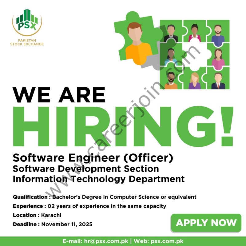 Pakistan Stock Exchange (PSX) Jobs Software Engineer (Officer) 1