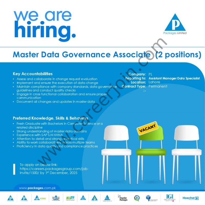Packages Limited Jobs Master Data Governance Associate 1