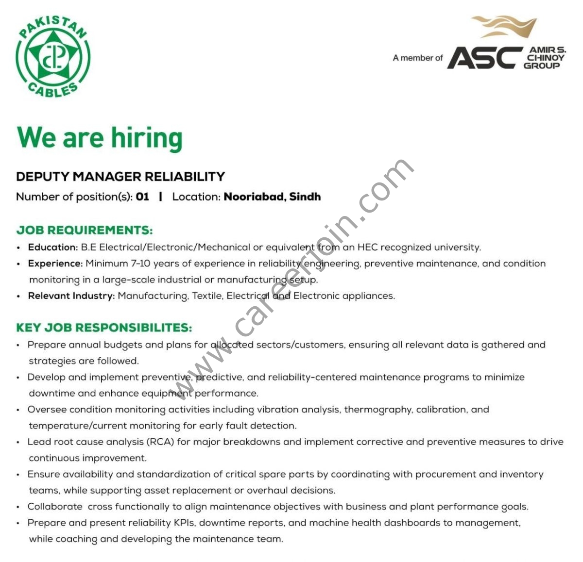 Pakistan Cables Limited Jobs November 2025 3