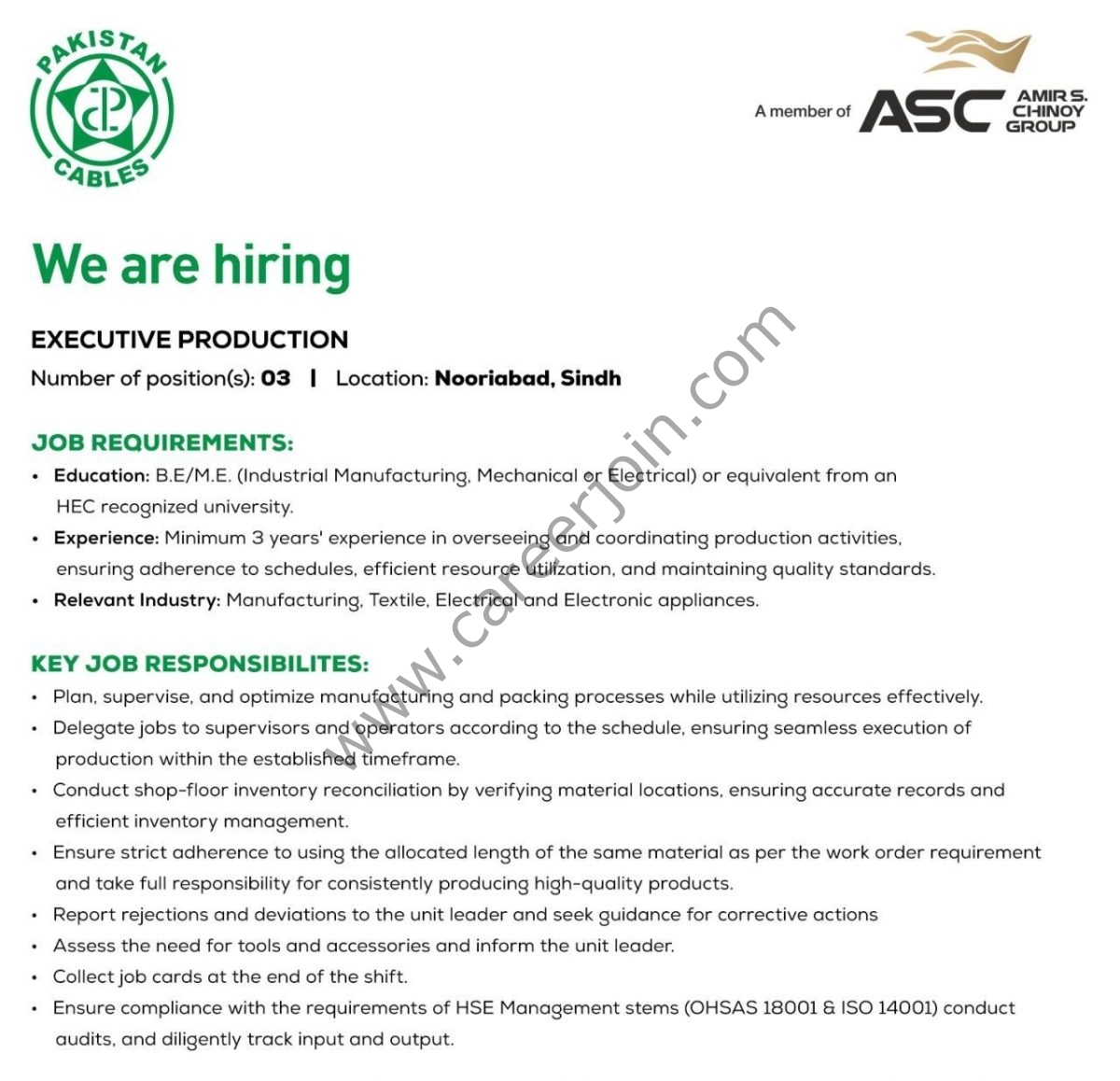 Pakistan Cables Limited Jobs November 2025 4