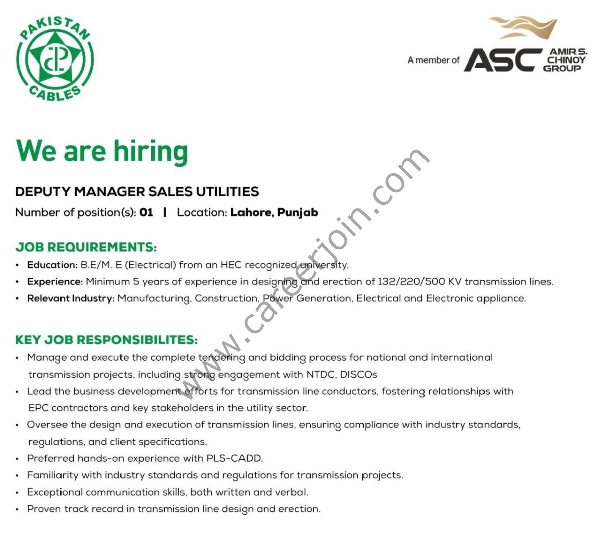 Pakistan Cables Limited Jobs November 2025 5