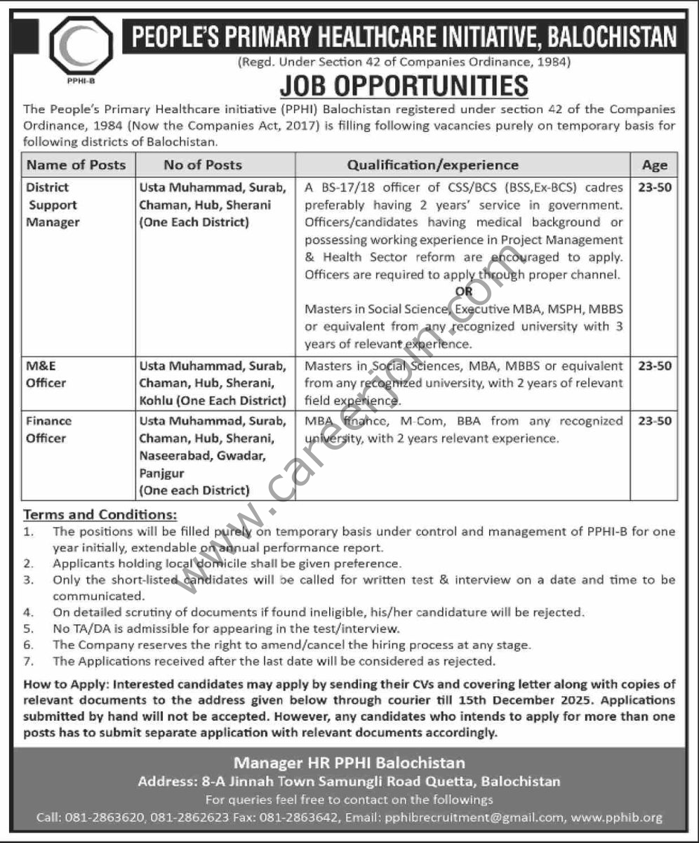 Peoples Primary Healtcare Initiative PPHI Jobs 26 November 2025 Dawn 1