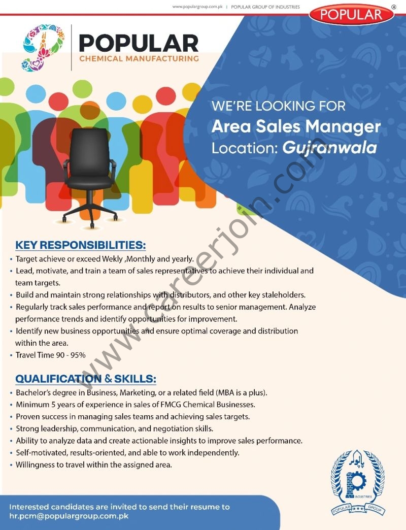 Popular Chemical Manufacturing Pvt Ltd Jobs Area Sales Manager 1